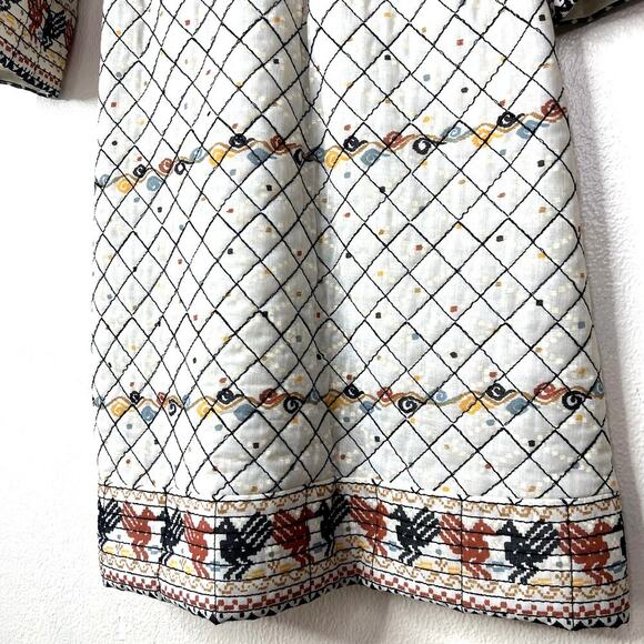 Pat Sandler Vintage Quilted Dress Embroidered Long Sleeve Tribal Print XS - Picture 4 of 10